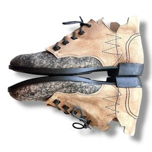Maciejka Boho Tan/Gray Genuine Suede Leather Lace Up Chukka Ankle Boots NEW Sz 9